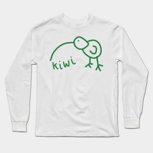 Funny Kiwi Doodle Green Long Sleeve T-Shirt